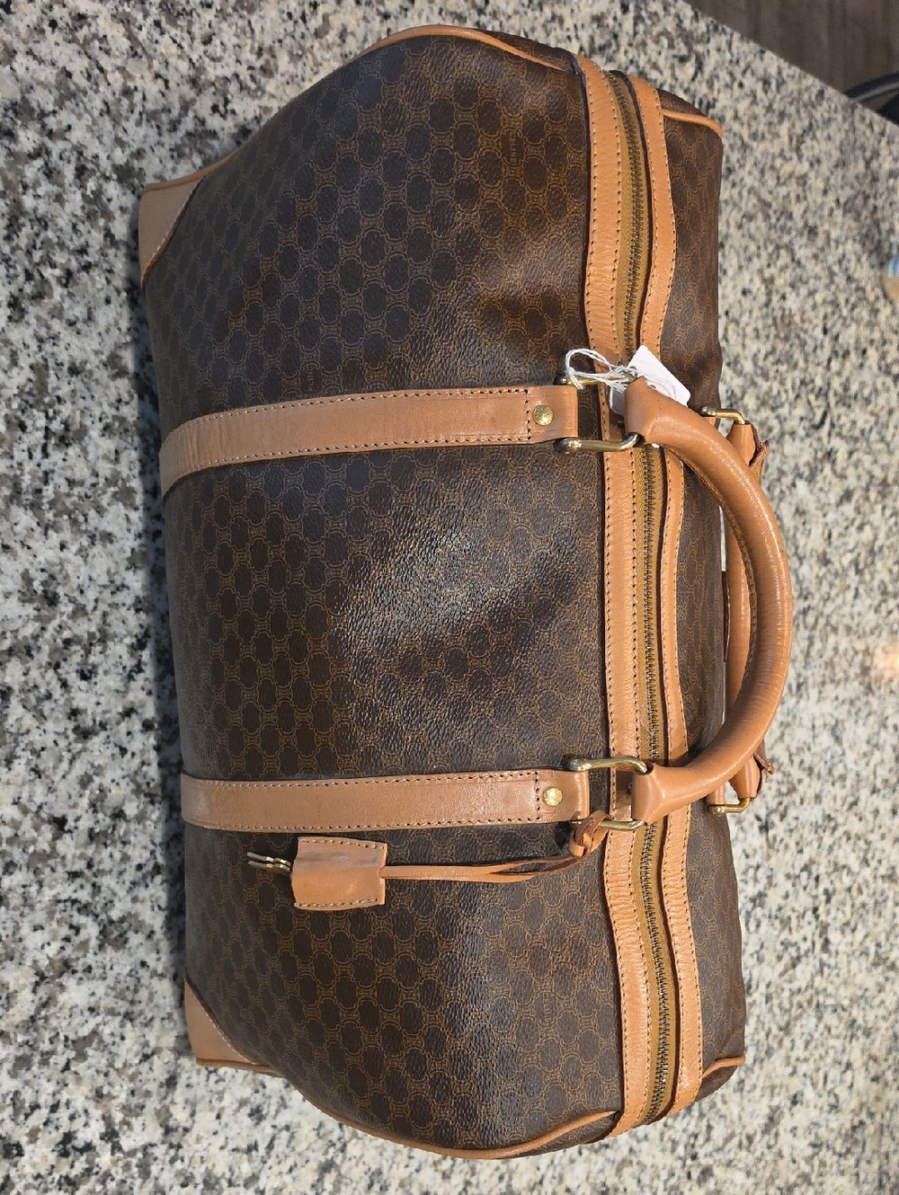 Celine Brown Monogram Duffel with Tan Trim